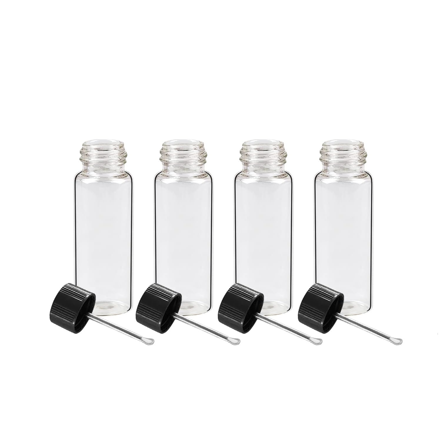 AKIRAMERUNA - 4 Pack Mini Leak-Proof Kitchen Spice Dispenser Glass Storage Bottle for Outdoor Camping Trips Travel