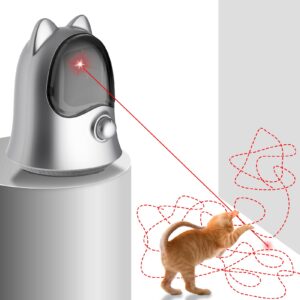 muhhiba cat laser toys for indoor cats, random trajectory laser cat toy, interactive cat toys for bored indoor adult cats/kittens/dogs (silver)