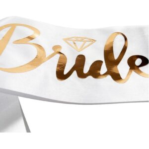 Jozlynn Team Bride Sash Set 1 White Bride to Be Sash and 6 Team Bride Sashes Bachelorette Party Supplies with Shiny Rose-gold Font Bachelorette Sash Bridesmaid Sashes for Bridal Party and Wedding (7)