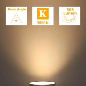 HOTRAN GU10 Led Bulb 5W 3000K, Flicker-Free Soft Warm Light Non-Dimmable Bulbs, 365LM, 40° Spot Light, Energy Saving Light Bulbs, Equivalent 40-50W GU10 Halogen Spotlight Bulbs