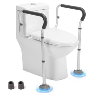 toilet safety rail for seniors, toilet grab bars for seniors and disabled, toilet handles for elderly with adjustable width and height, 350 lb weight capacity, fsa/hsa eligible (white)