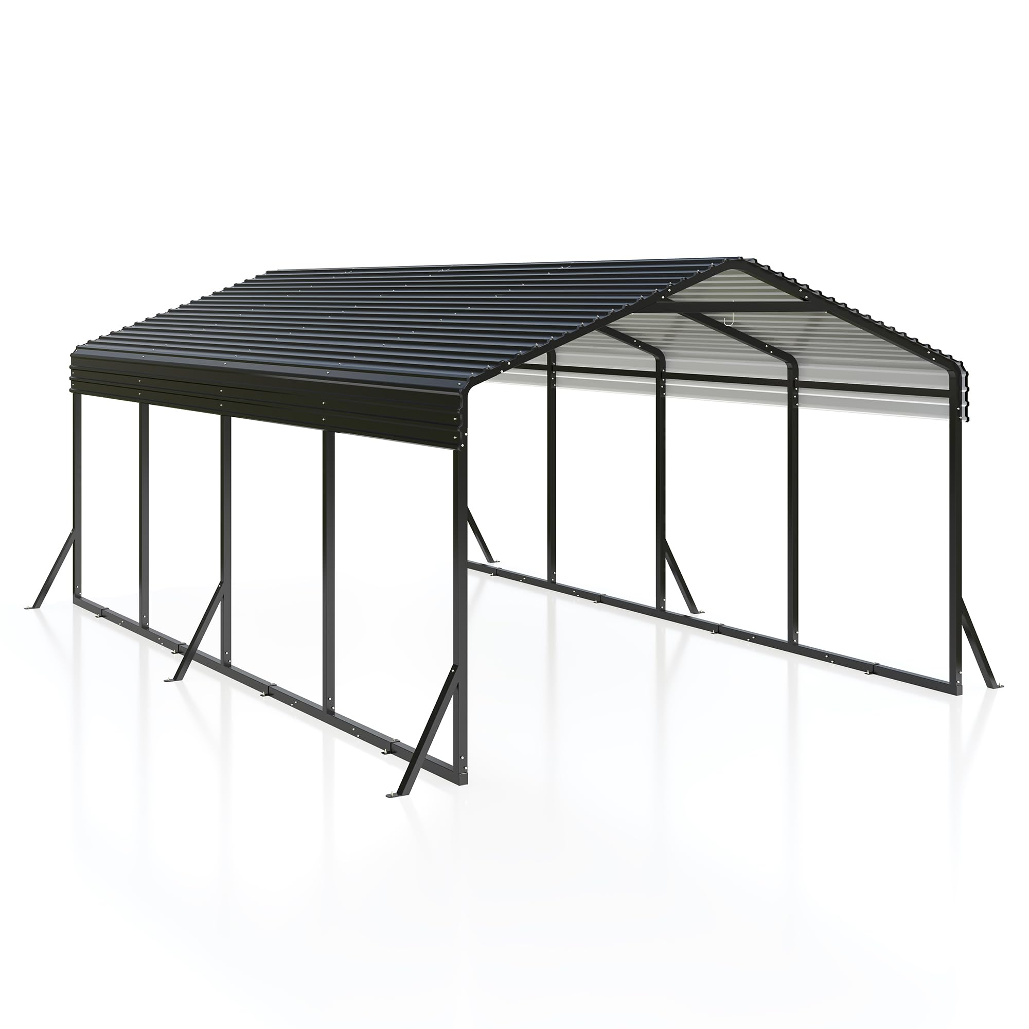 AIRWIRE Carport 12x20 FT Metal Carport with Reinforced Base Outdoor Heavy Duty Garage Galvanized Car Shelter for Pickup, Boat, Car and Tractors