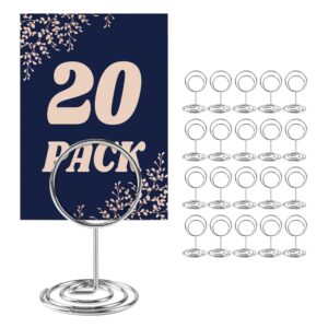 fgy 20pcs table number holders, 2 inch place card holders, mini table number stands, picture memo photo holders for table, table sign holders for centerpieces wedding party graduation reception,silver