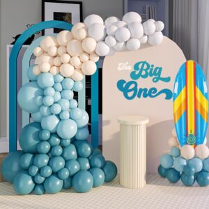 beaumode the big one balloon arch garland kit for surfs up first birthday baby on board baby shower ride the wave boy beach theme birthday ocean party backdrop decoration (slate blue)