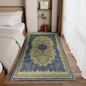 QUMOX 9'10"x6'6" European Palace Vintage Area Rug, Machine Washable, Non-Slip, Perfect for Living Room and Bedroom