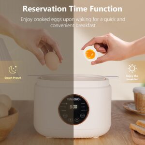 Rapid Egg Cooker, 7 Egg Capacity Electric Egg Cooker for Hard Boiled Eggs, Soft Boiled, Egg Custard, Egg Boiler with Auto Shut Off and Alarm, Smart Egg Maker for Home, Kitchen, No BPA