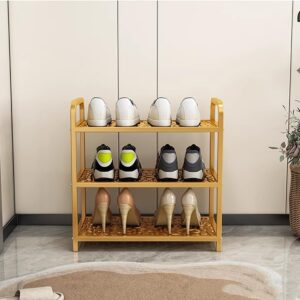 CBBZJY 3 Tier Metal Shoe Rack Organizer Vertical Design Entryway Storage Cabinet for Entrance or Kitchen Small and Narrow Free Standing Gold