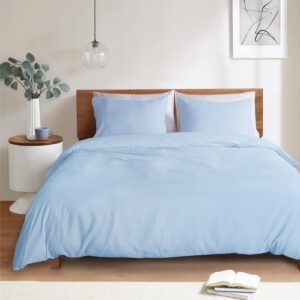 mejoroom lake blue duvet cover queen size – queen duvet cover set - soft and breathable comforter cover with zipper closure, 3pieces, 1 duvet cover (90x90”) and 2 pillow shams(20x26”)