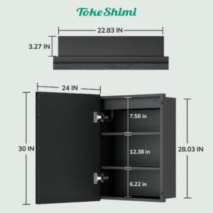 TokeShimi 24x30 Recessed Medicine Cabinet with Lights Mirror, 3-Color Stepless Dimmable LED Mirror Medicine Cabinet Defog, in Wall Medicine Cabinet with 2 Electrical Outlets