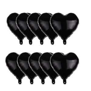 10pcs heart balloons, 18 inch black heart shaped balloons, big heart mylar helium balloons, heart love foil balloons for wedding baby shower anniversary backdrop valentine balloons party decorations