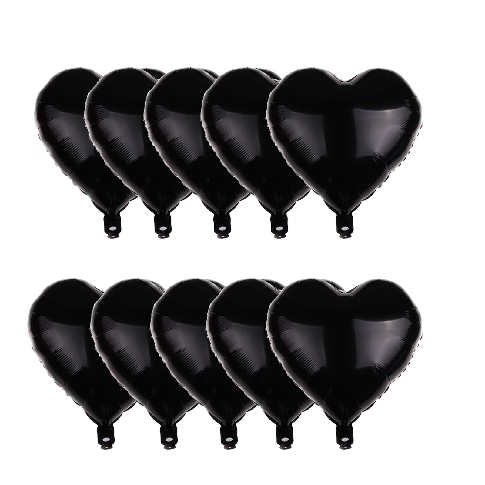 10Pcs Heart Balloons, 18 inch Black Heart Shaped Balloons, Big Heart Mylar Helium Balloons, Heart Love Foil Balloons for Wedding Baby Shower Anniversary Backdrop Valentine Balloons Party Decorations