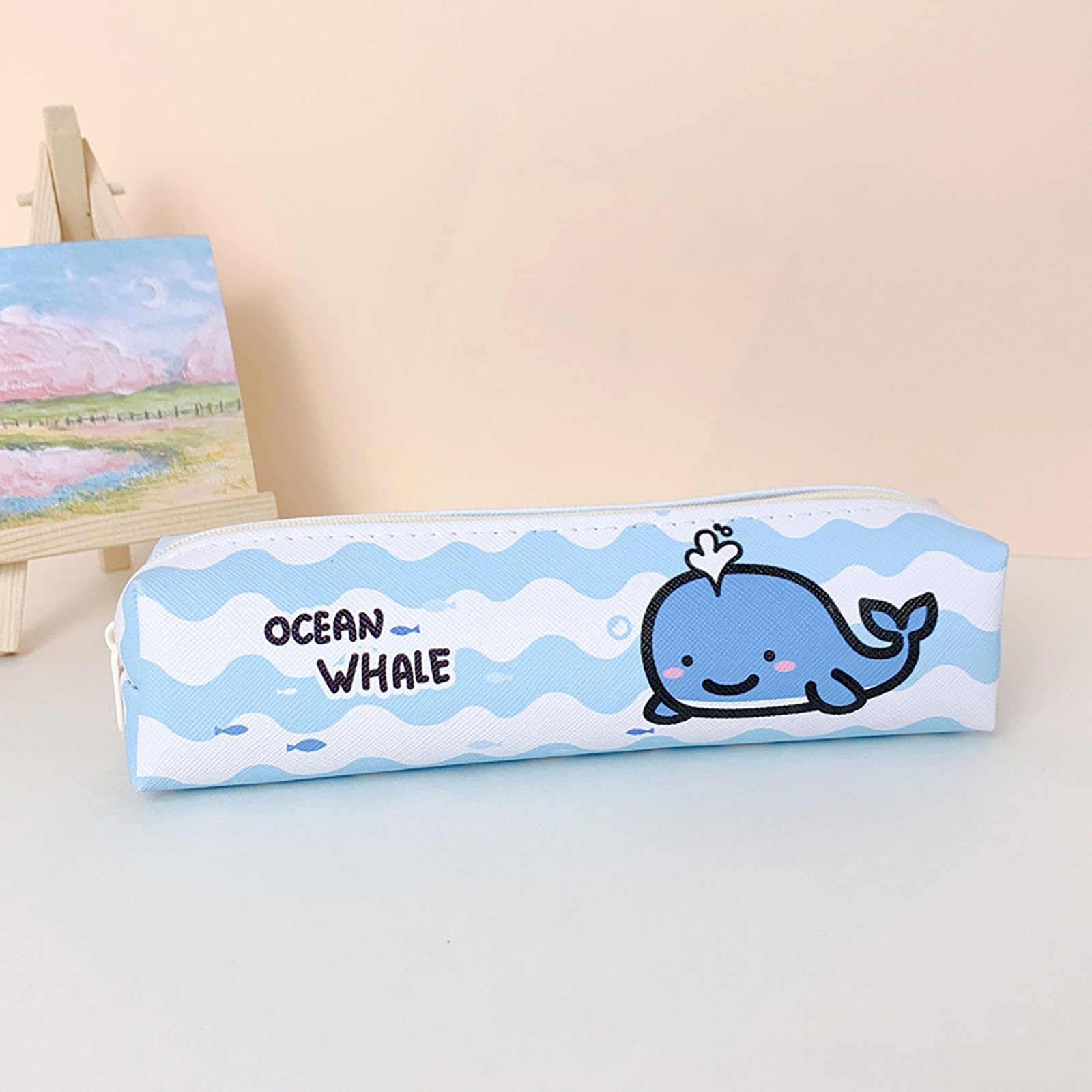 YIKANGHENG 2 Pcs Pen and Pencil Box, 7.5 Inch x 2 Inch x 2 Inch Soft Pencil Bag for Pen and Marker Storage and Holiday Gifts (shark)