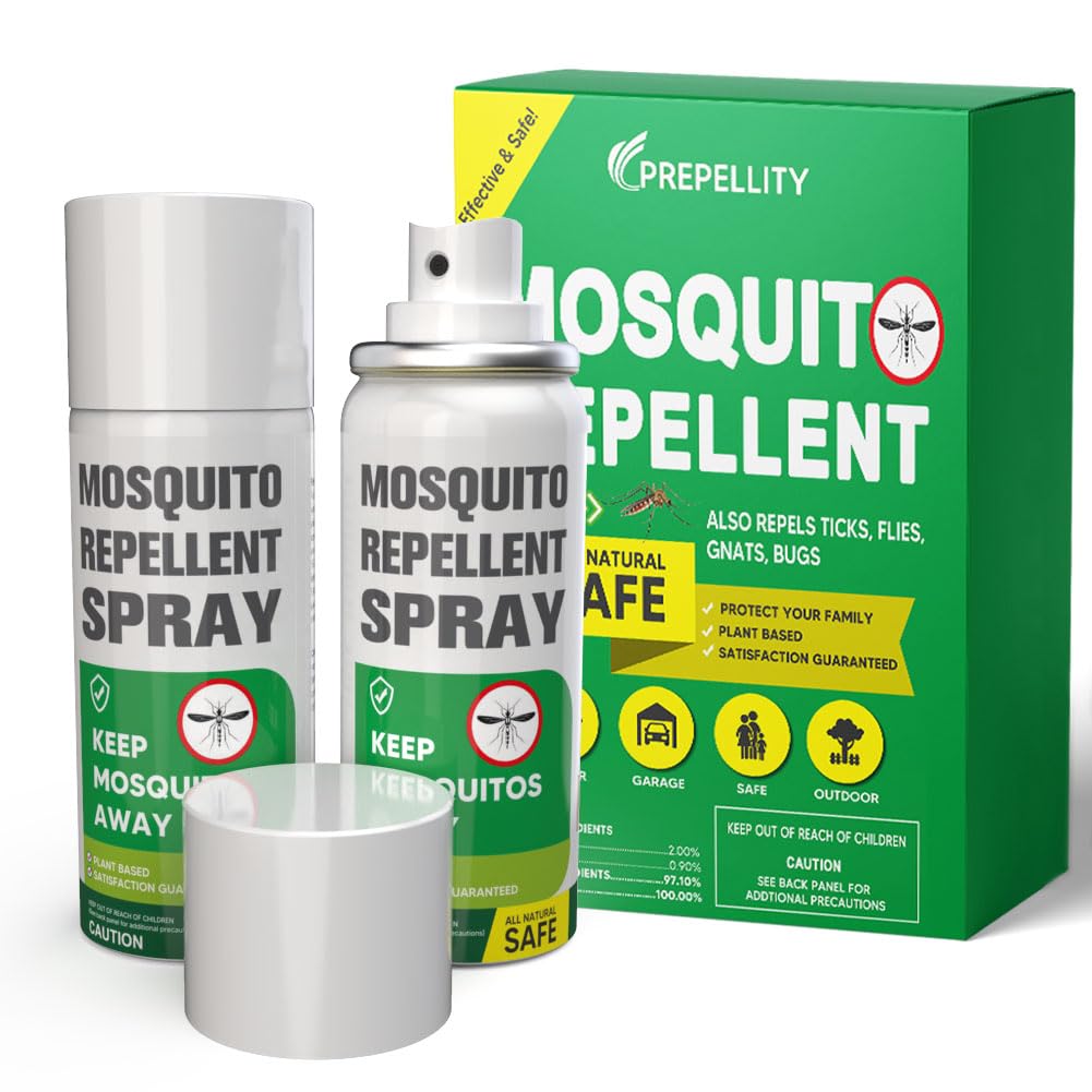 PREPELLITY Mosquito Repellent Spray, Mosquito Control Spray for Room, Mosquito Repellent Outdoor Patio, Indoor Mosquito Spray, Yard Mosquitoes Deterrent, Keep Mosquitoes Away Safe for Travel Size-2P