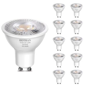 hotran gu10 led bulb 5w 3000k, flicker-free soft warm light non-dimmable bulbs, 365lm, 40° spot light, energy saving light bulbs, equivalent 40-50w gu10 halogen spotlight bulbs