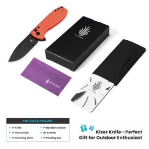 Kizer Amicus Pocket Knife, 2.95” Satin Nitro V Steel Blade EDC Knife, FRN Handle Camping Folding Knife with Reversible Deep Carry Clip, Cool Knife for Men Women Gift L3002M2