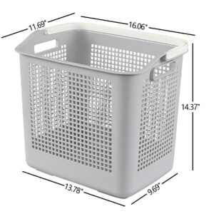 Jnktka 4-Pack 35 L Plastic Laundry Storage Basket, Laundry Hamper Basket with Handle, Gray