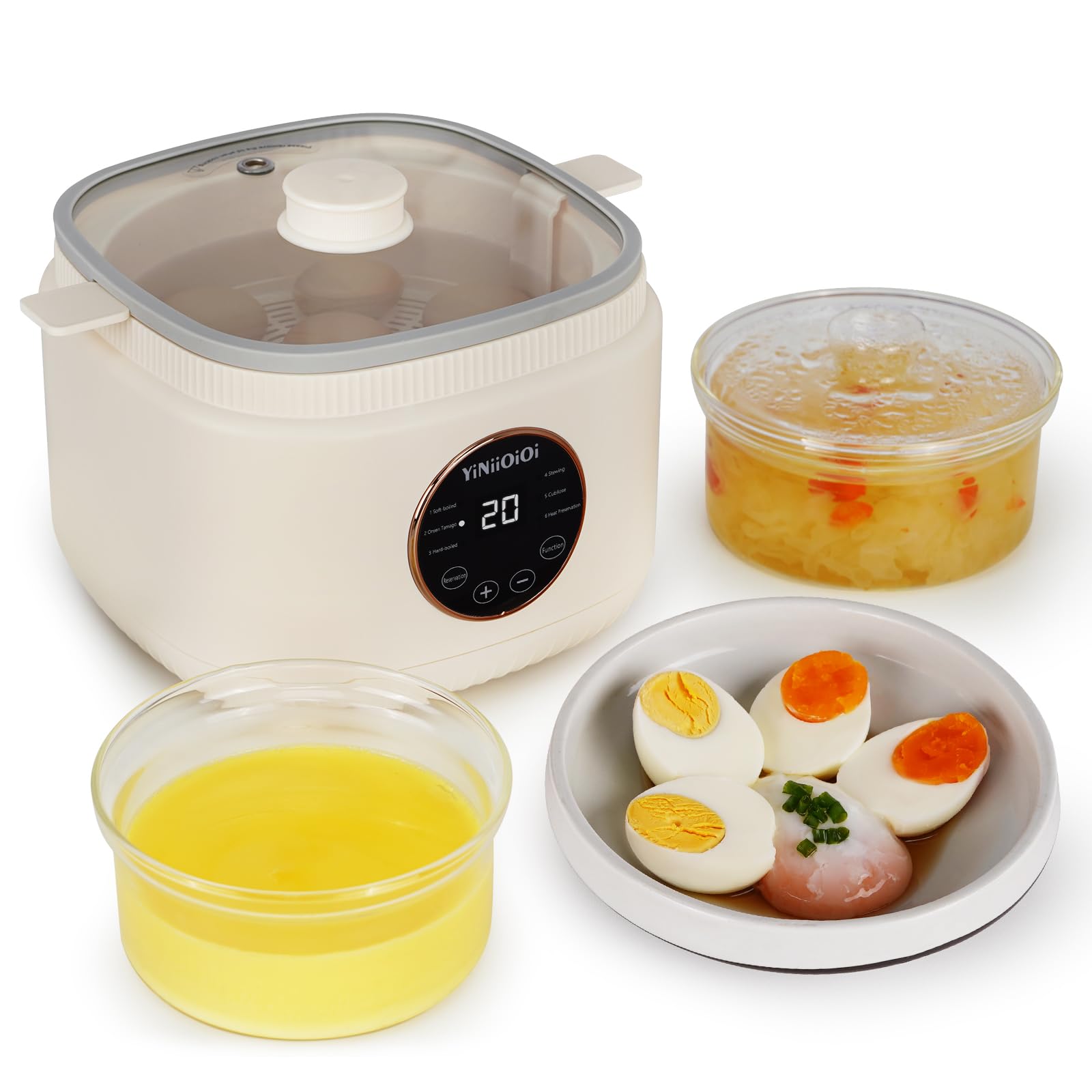 Rapid Egg Cooker, 7 Egg Capacity Electric Egg Cooker for Hard Boiled Eggs, Soft Boiled, Egg Custard, Egg Boiler with Auto Shut Off and Alarm, Smart Egg Maker for Home, Kitchen, No BPA