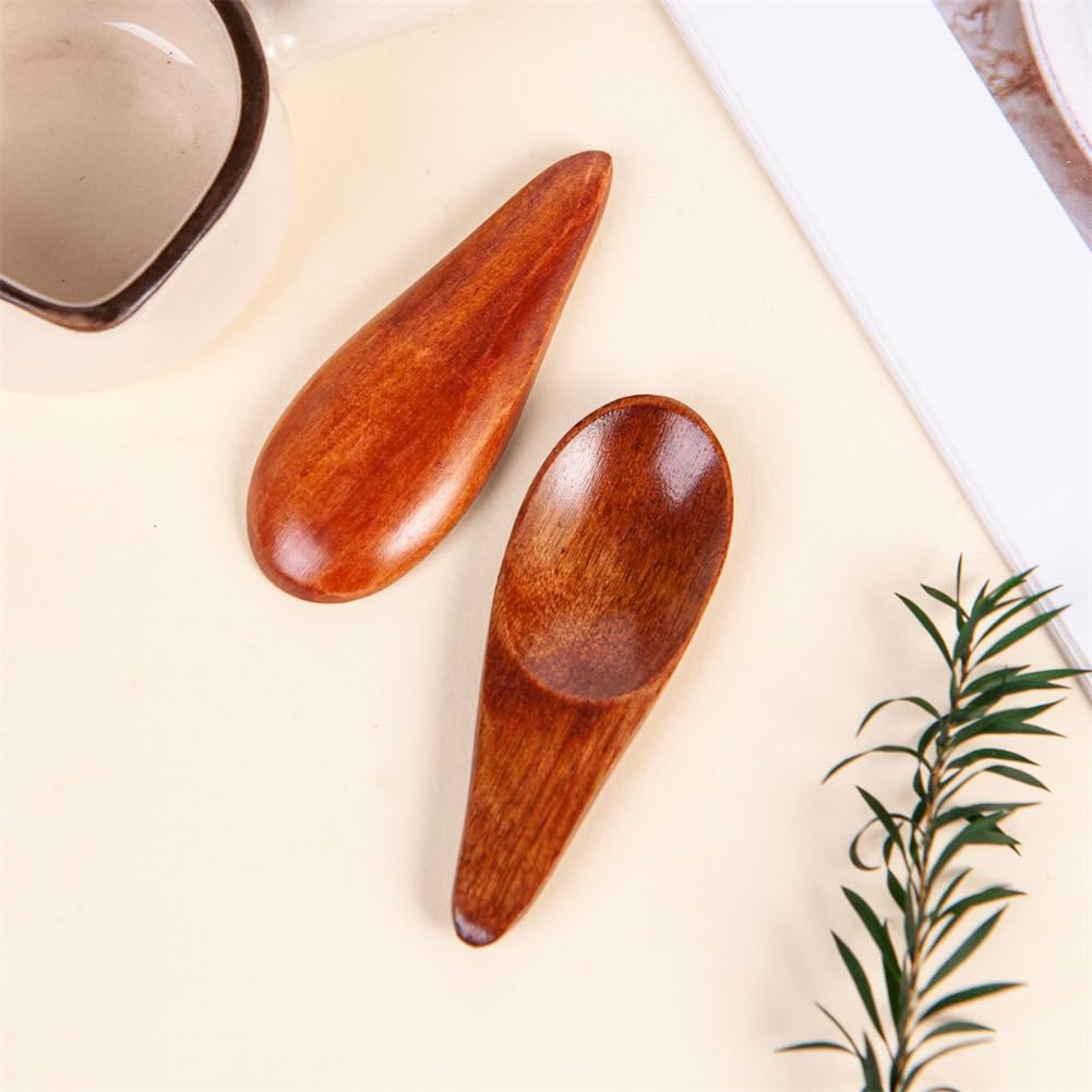 WELANGBN 3 Pieces Mini Wooden Spoons, Small Salt Spoon with Short Handle Mini Wood Scoop for Spice Jars Tea Coffee Milk Powder, 2.76 inch, Brown