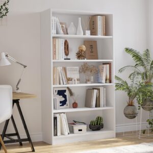 Farini 5-Shelf Bookshelf,Free Standing Bookcase for Home Office,White