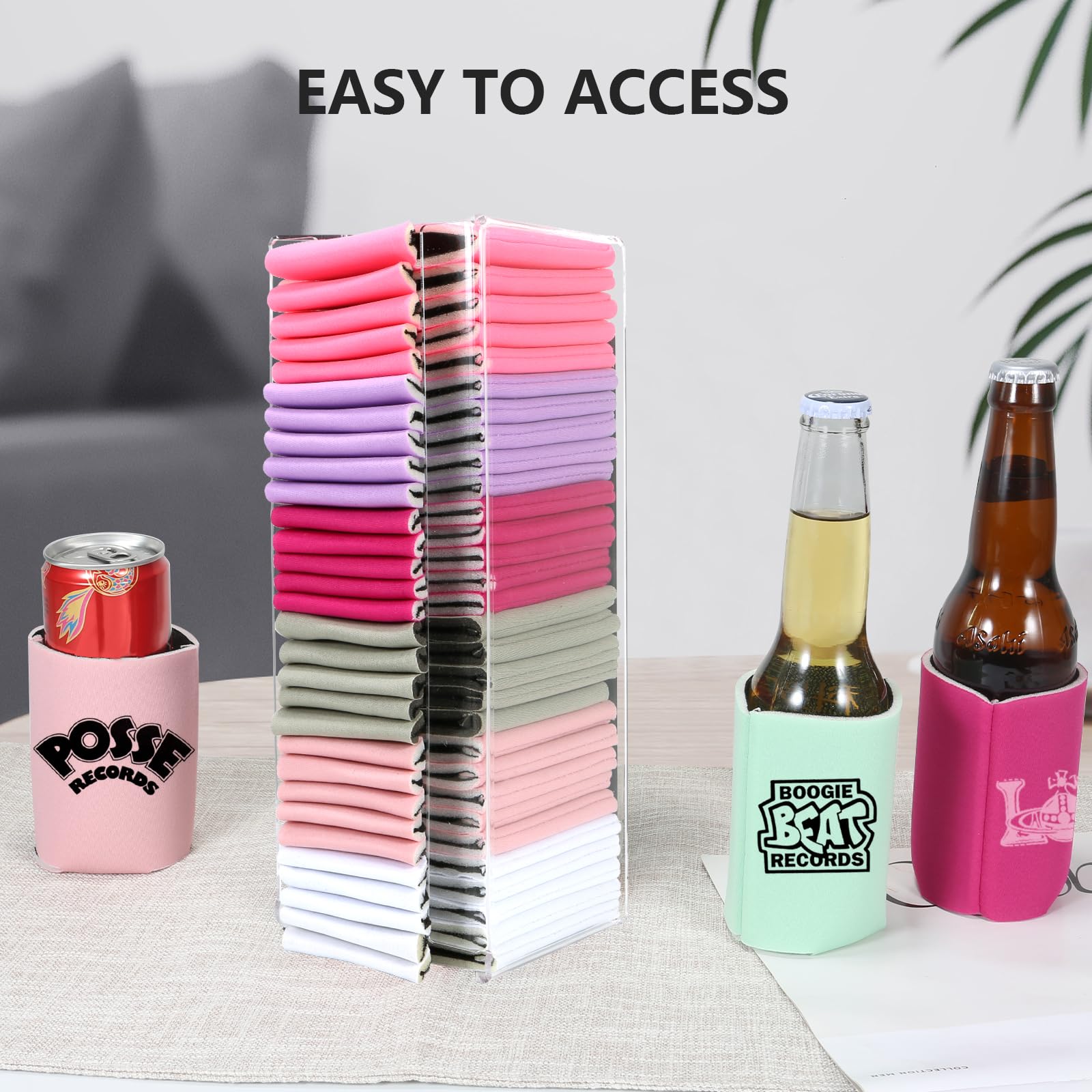 Wanapure Magnetic Acrylic Can Cooler Holder,Beer Can sleeves Storage,Wall Mounted Can Cooler Dispenser,Gifts for Beer Lovers