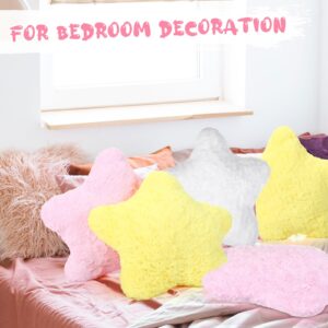 Yousoontic 6 Pcs Star Plush Throw Pillows Cute Preppy Star Shaped Floor Cushions Kids Aesthetic Room Decorative Pillows for Sofa Living Room Bedroom, 15.75 Inches(Pink,Yellow, White)