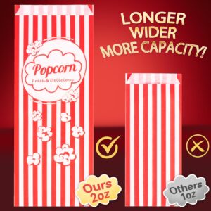 50 Popcorn Bags Individual Servings - 2oz Disposable Food Paper Popcorn Bags Party Pop Corn Sleeves Bulk Carnival Halloween Snack Packs Gift Favor Treat bolsas para palomitas Movie Night Supplies