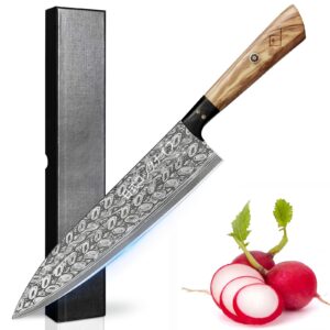 plys chef knife 8-inch kitchen knife, super-sharp japanese knife, professional high carbon stainless steel non-rust cooking chopping knife, ergonomic handle, father's day dad gift box kitchen gadgets