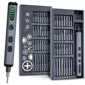 xool 68 in 1 electric screwdriver set precision screwdriver set with 64 magnetic bits, rechargeable 2 gears torque power screwdriver kit for electronics, computer, laptops, phone, pc, game console