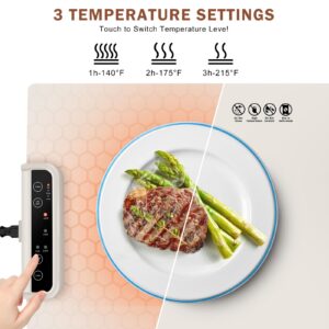 Electric Warming Tray with Adjustable Temperature,Large and Full Surface Heating,Rollable & Portable, 3 Heat Settings & Fast Heating，for Holidays, Daily Use,FamilyGatherings