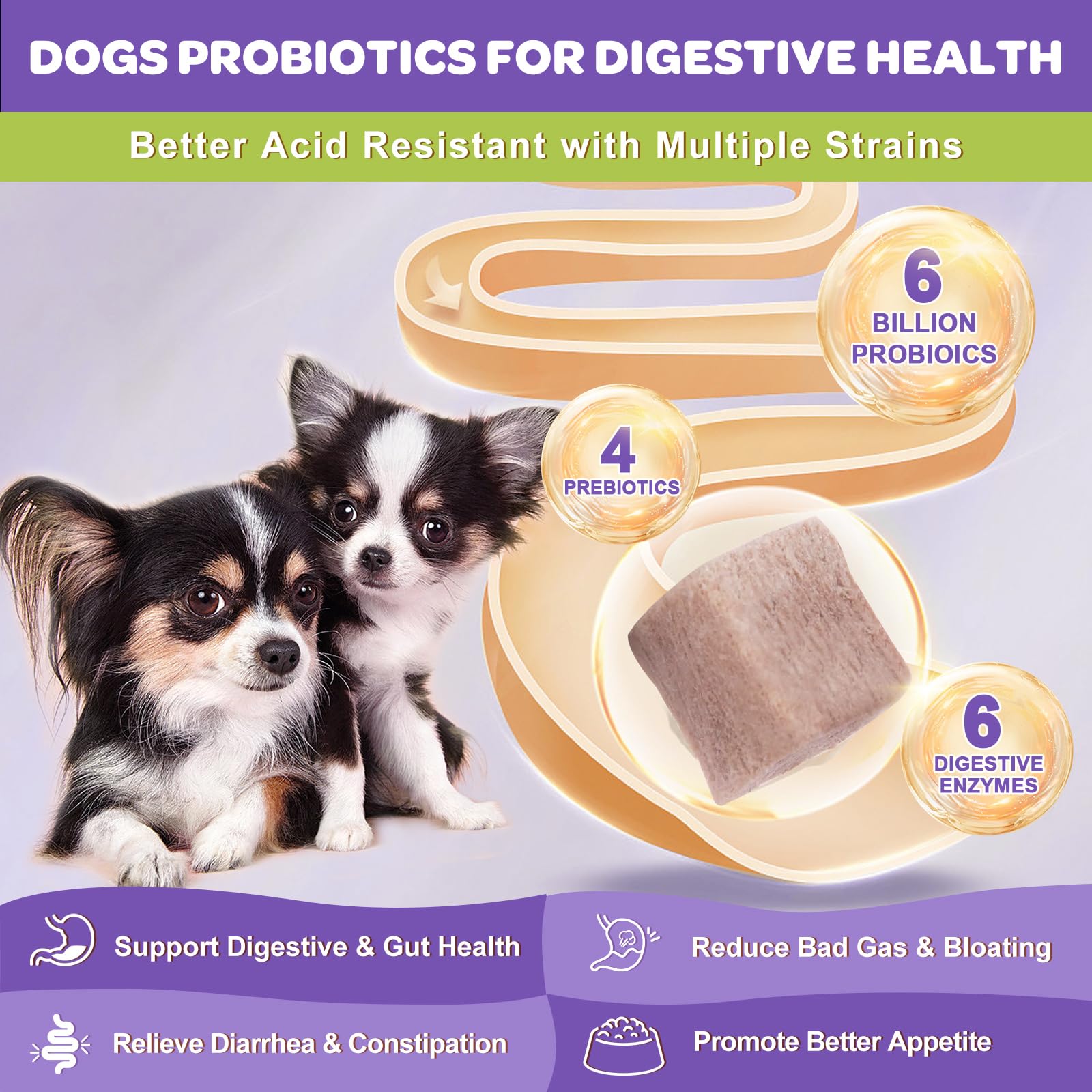 Probiotics for Dogs, Duck Flavored Dog Probiotics with Prebiotics and Digestive Enzymes for Dog Gut Health, Vitamins and Omega 3 for Skin & Coat & Immune Health, Allergy Itch Relief, Reduce Diarrhea