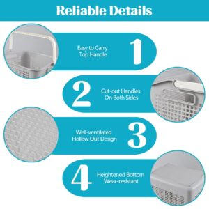 Jnktka 4-Pack 35 L Plastic Laundry Storage Basket, Laundry Hamper Basket with Handle, Gray