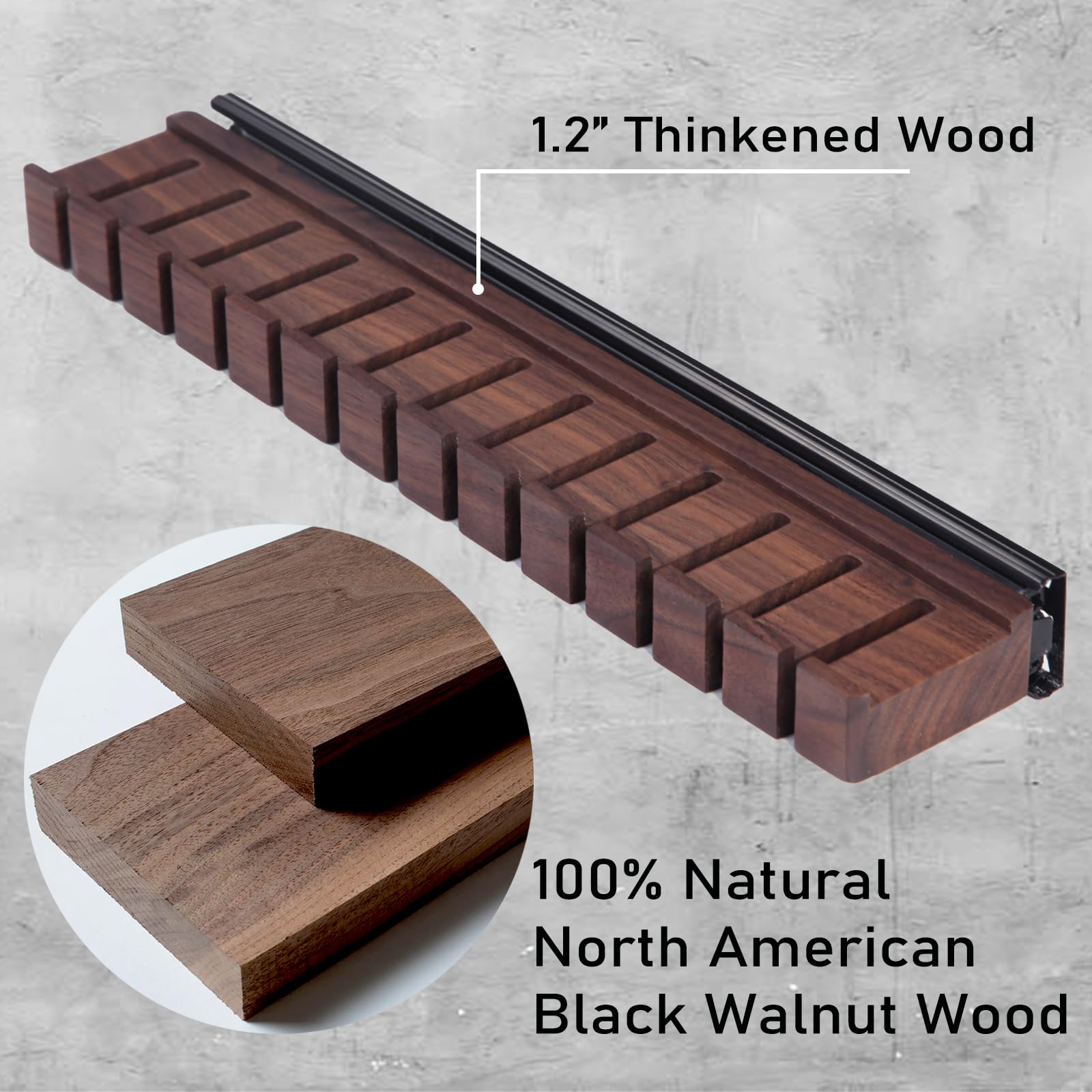 Black Walnut Wood Belt Rack with Slide, Belt Hanger for Closet, Belt and Tie Storage Organizer, Space Saving Wooden Belt Holder, Gift Idea for Husband and Father’s Day