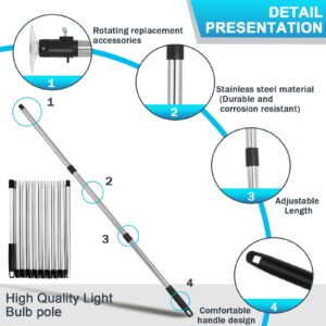 Hedday 12FT Light Bulb Changer for High Ceilings, Light Bulb Changer with Baskets and Suction Cup, High Reach Light Bulb Changer with Pole, Light Bulb Removal Tool