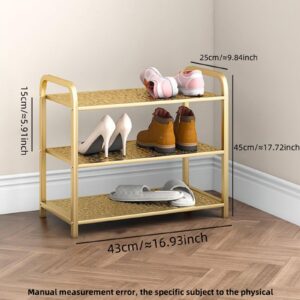 CBBZJY 3 Tier Metal Shoe Rack Organizer Vertical Design Entryway Storage Cabinet for Entrance or Kitchen Small and Narrow Free Standing Gold