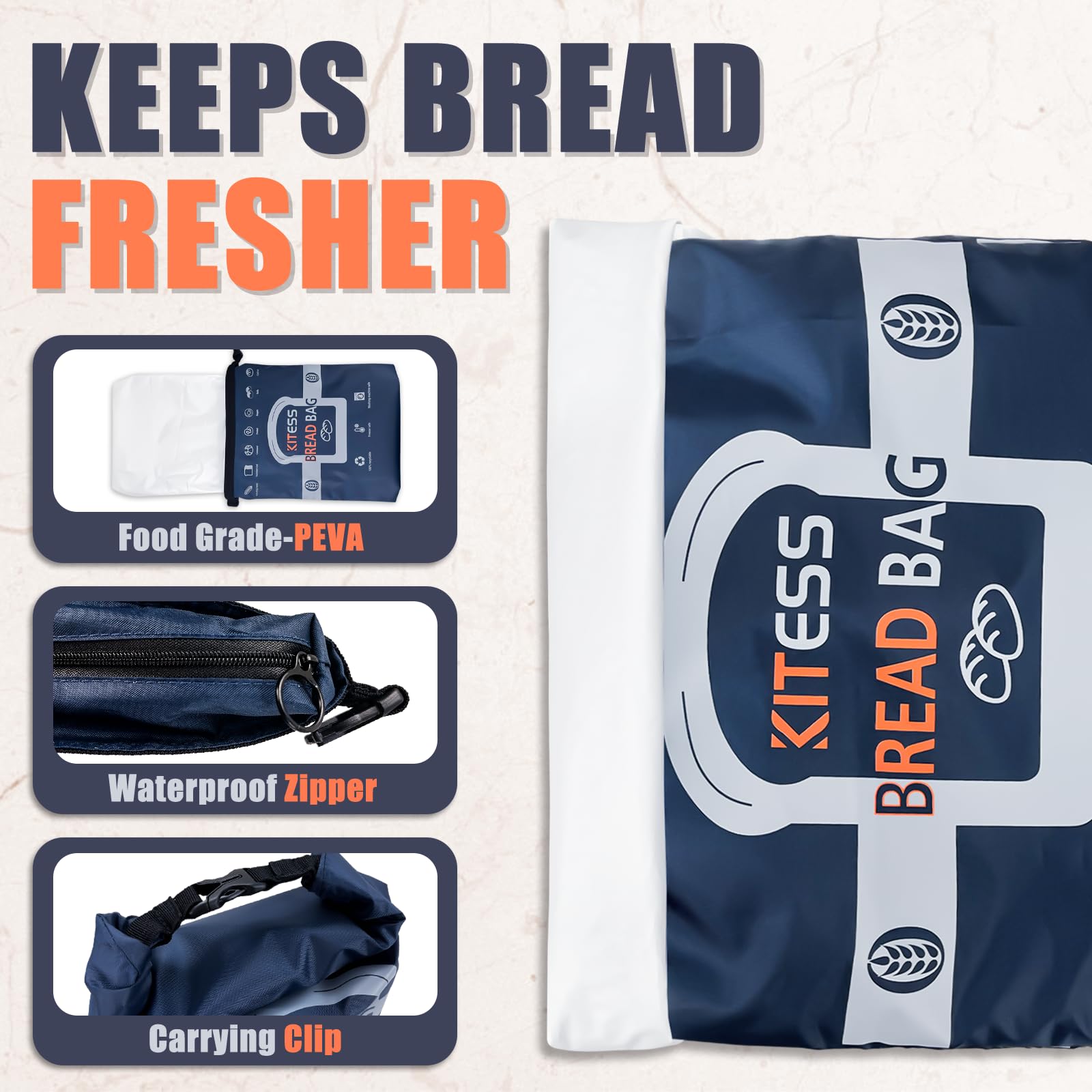 Bread Bags for Homemade Bread - 2 Packs Reusable Bread Bag to Keep Fresh, Sourdough Bread Bags for Bread Storage，Bread Container for Freezer Food Storage