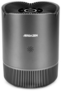 jerdazen air purifiers for bedroom, covers up to 985 ft², true hepa 13 filter remove 99.97% is suitable for bedroom small room, gyms, indoor fitness (gray)