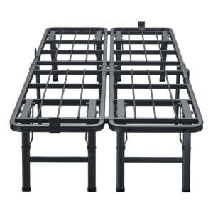 vipshow 18 inch twin metal bed frame folding bed frame tool-free assembly mattress foundation no box spring needed platform 2500lbs heavy duty steel slats, noise-free, easy assembly, black