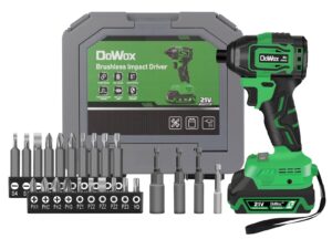 dowox 2035 in-lbs powerful impact driver kit, 21v max*brushless cordless impact driver, 1/4" hex chuck, 4-speed, 24 pcs screwdriver bits & sockets, for repairs, long rusted screws or frozen bolts