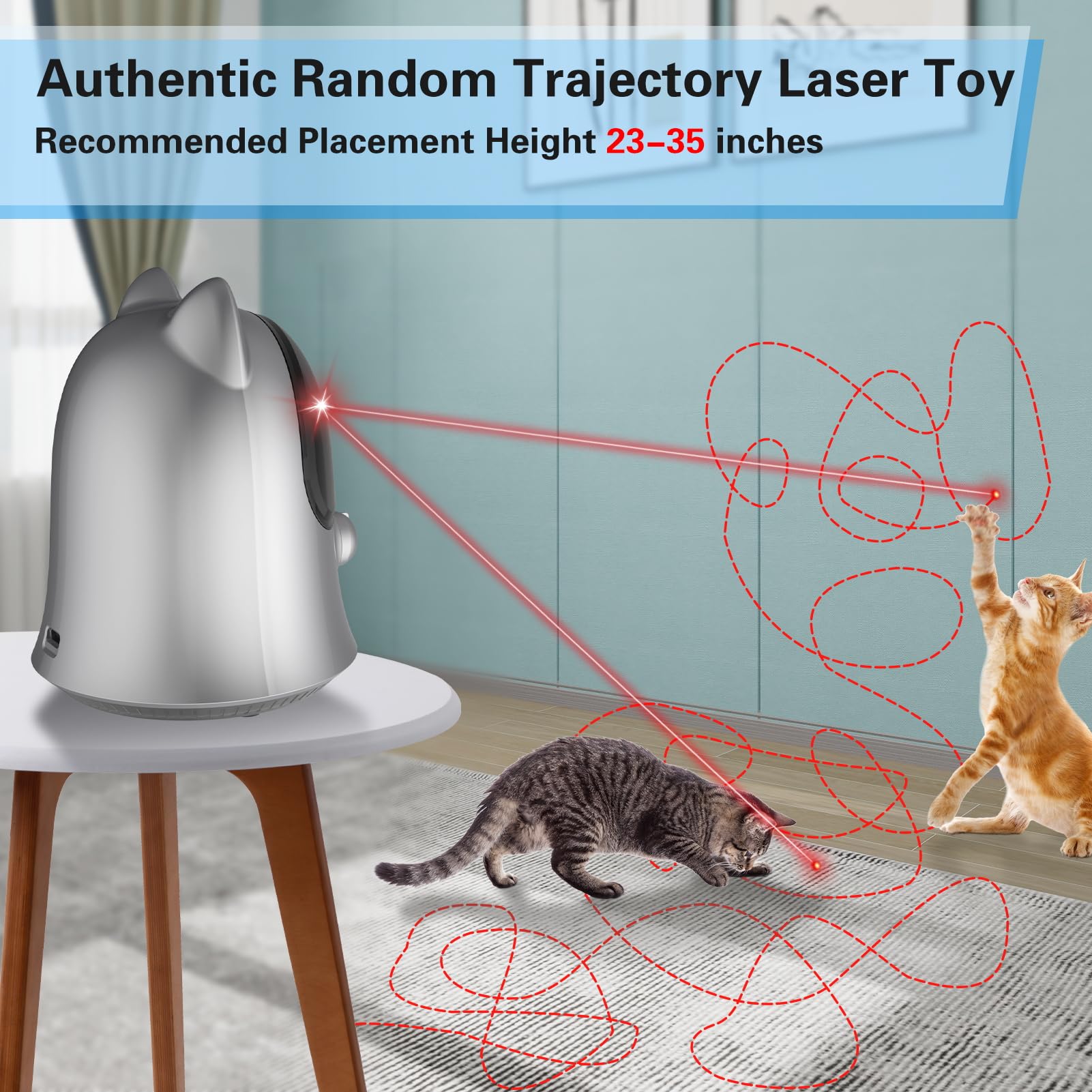 Muhhiba Cat Laser Toys for Indoor Cats, Random Trajectory Laser Cat Toy, Interactive Cat Toys for Bored Indoor Adult Cats/Kittens/Dogs (Silver)