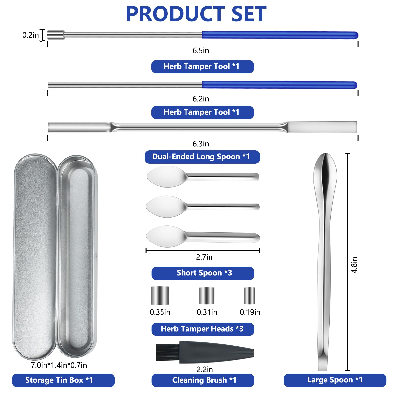 Artcome 12 PCS Versatile Capsule Filling Tool Kit for Pill Filler - Lab Scoops, Dual-Ended Long Spoon, and Herb Tamper - Ideal Tools for Medication and Supplements - All Sizes 000 00 0 1 2 3 4 5