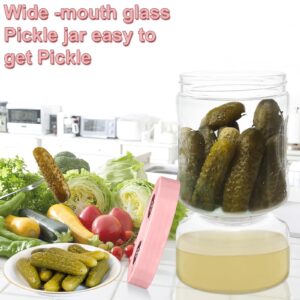 AiHeart Pickle Jar with Strainer Flip,51oz Pickle Jar,Pickle Container with Strainer,Airtight Hourglass Pickle Jar,For Dill Sliced Pickles Jalapeno,Olive(Pink)