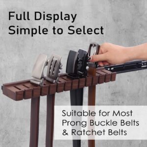 Black Walnut Wood Belt Rack with Slide, Belt Hanger for Closet, Belt and Tie Storage Organizer, Space Saving Wooden Belt Holder, Gift Idea for Husband and Father’s Day