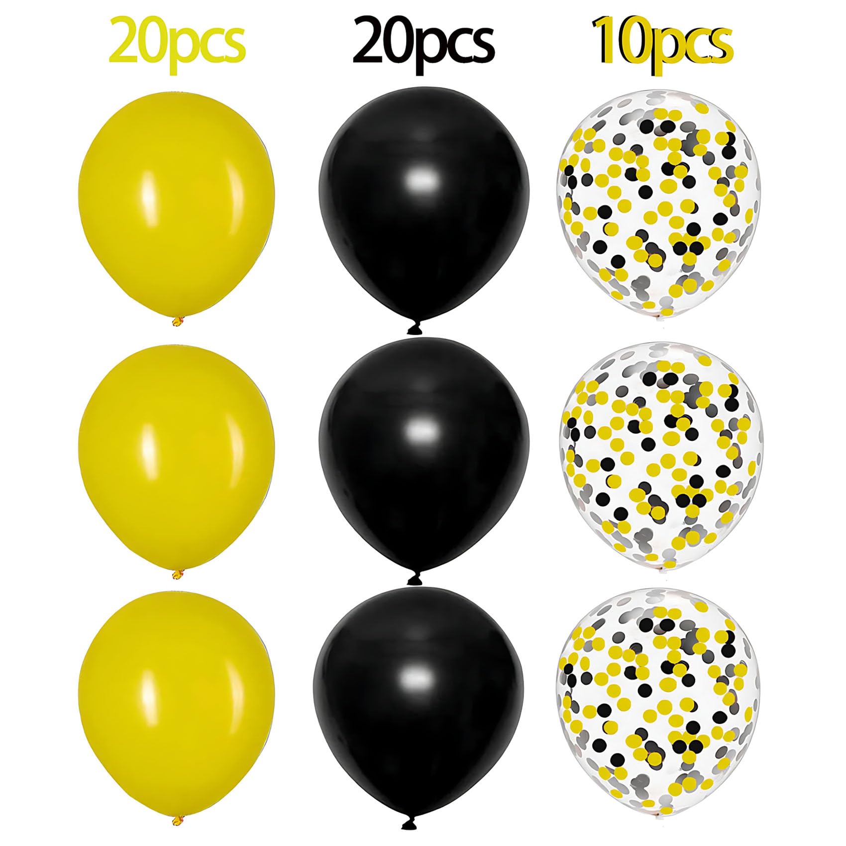 BRZIKWT 50Pcs 12inch Yellow and Black Party Balloons with Yellow Black Confetti Balloons for Birthday, Baby Shower,Family Parties,Graduation Engagement Decoration