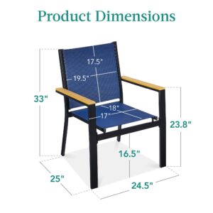 Best Choice Products Set of 2 Stackable Outdoor Textilene Chairs, All-Weather Conversation Dining Accent Furniture w/Armrests - Black/Navy