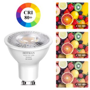 HOTRAN GU10 Led Bulb 5W 3000K, Flicker-Free Soft Warm Light Non-Dimmable Bulbs, 365LM, 40° Spot Light, Energy Saving Light Bulbs, Equivalent 40-50W GU10 Halogen Spotlight Bulbs