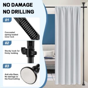 Room Divider Curtain Rod, No Drilling Rod, 48-120inch (H) 28-144inch(W) Adjustable Partition Hanging Room Dividers, Room Partitions and Dividers Floor to Ceiling Self Stand for Space Partition Black