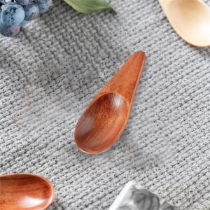 WELANGBN 3 Pieces Mini Wooden Spoons, Small Salt Spoon with Short Handle Mini Wood Scoop for Spice Jars Tea Coffee Milk Powder, 2.76 inch, Brown