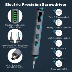 XOOL 68 in 1 Electric Screwdriver Set Precision Screwdriver Set with 64 Magnetic Bits, Rechargeable 2 Gears Torque Power Screwdriver Kit for Electronics, Computer, Laptops, Phone, PC, Game Console