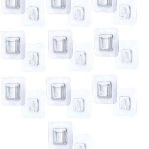 YOFAN 10 Pairs Clear Double-Sided Adhesive Wall Hooks - Mounted Door Hanger Kit - No Drill Sticker Hangers with Suction Cup for Bathroom, Kitchen