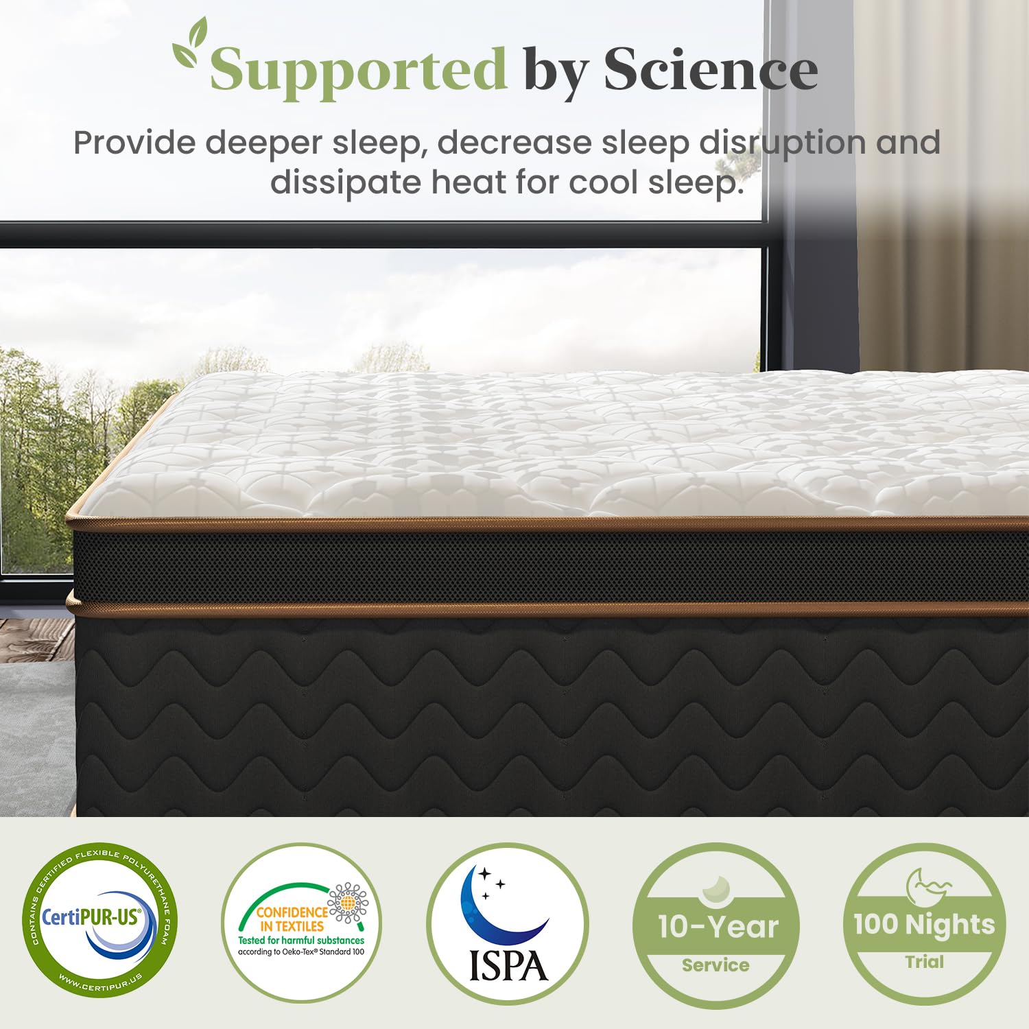 Full Mattress, 14 Inch Hybrid Mattress with Gel Memory Foam, Fiberglass Free Medium Firm Deluxe Mattress in a Box, Individual Pocket Spring-Motion Isolation-Edge Support, 100 Nights Trial, CertiPUR-US